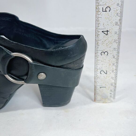 Kork-Ease Courtney Harness Slip On Biker Bootie Mule Black Leather Size 6 - Picture 3 of 8